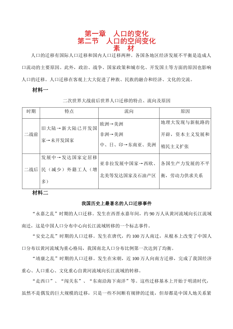 高中地理第一章 第二节 人口的空间变化（素材）人教版必修二_第1页