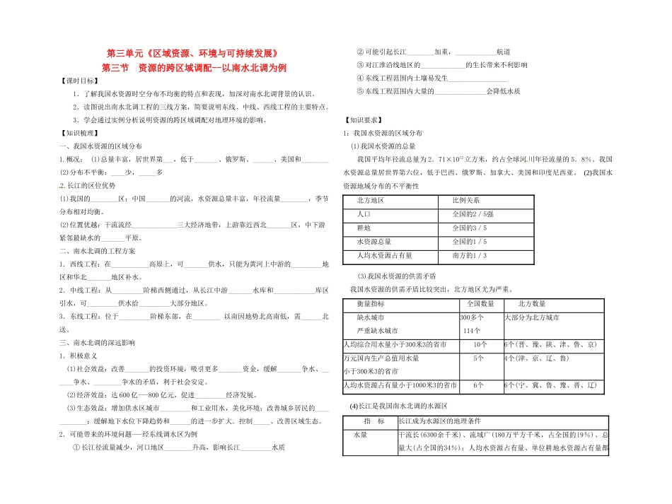 高中地理 资源的跨区域调配--以南水北调为例 鲁教版必修3_第1页