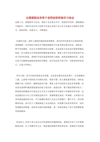 全国课程改革骨干教师挂职研修学习体会