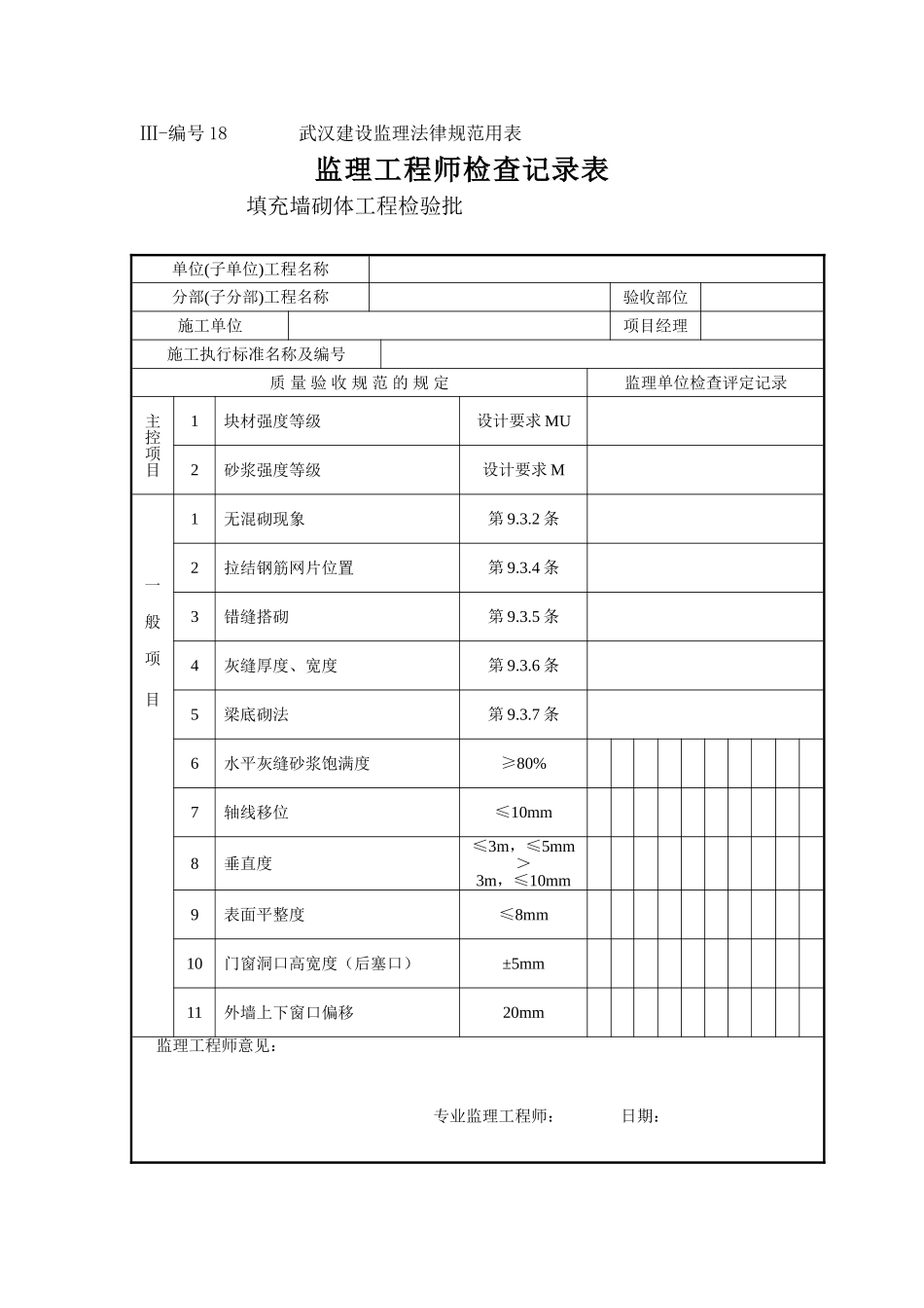 全套武汉土建监理工程师检查记录表_第3页