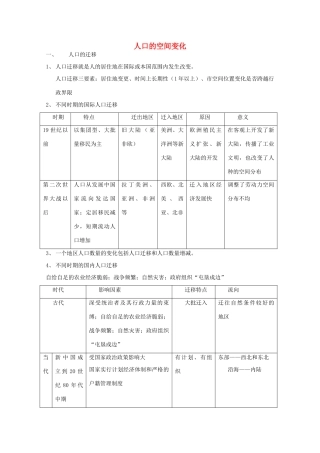 高中地理《人口的空间变化》文字素材2 新人教版必修2