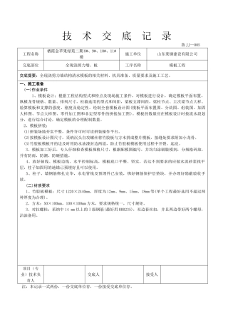 全现浇剪力墙板工程技术交底