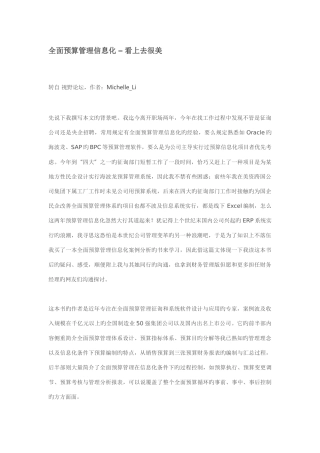 全面预算管理信息化–看上去很美