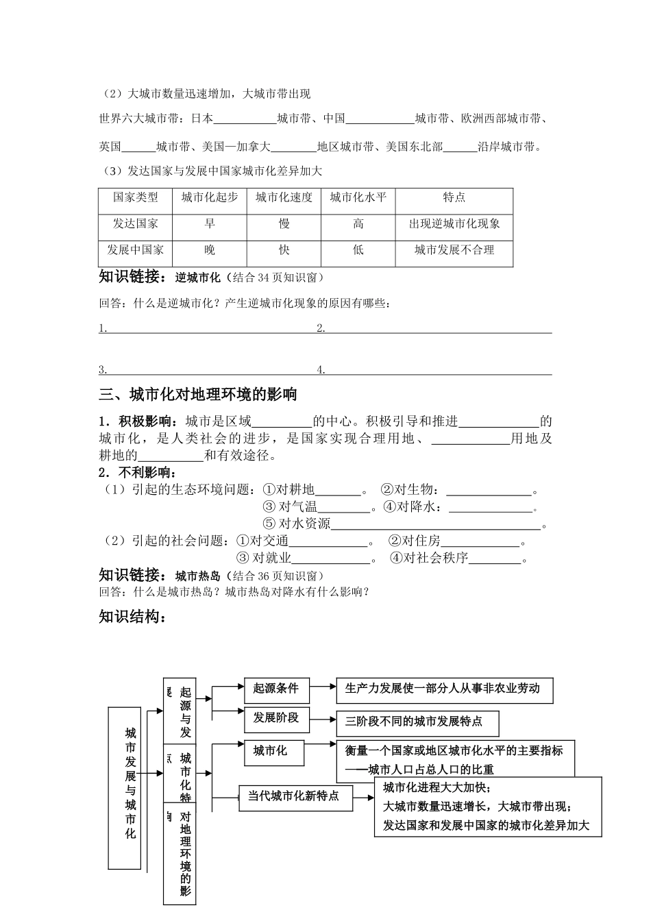 高中地理2.1 城市发展和城市化教学案鲁教版必修2_第3页