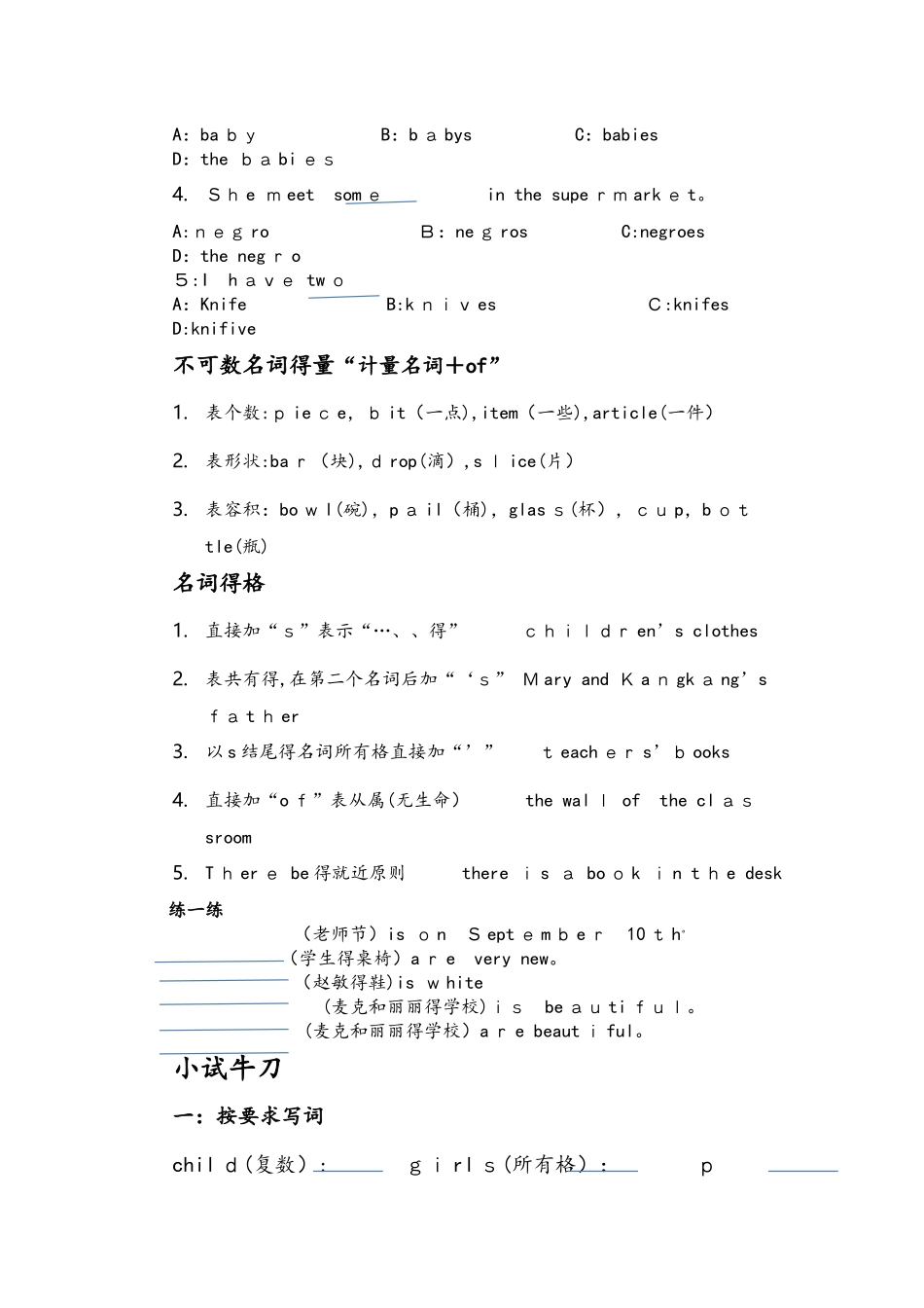 八大词类之名词专项讲解+练习（无答案）_第2页