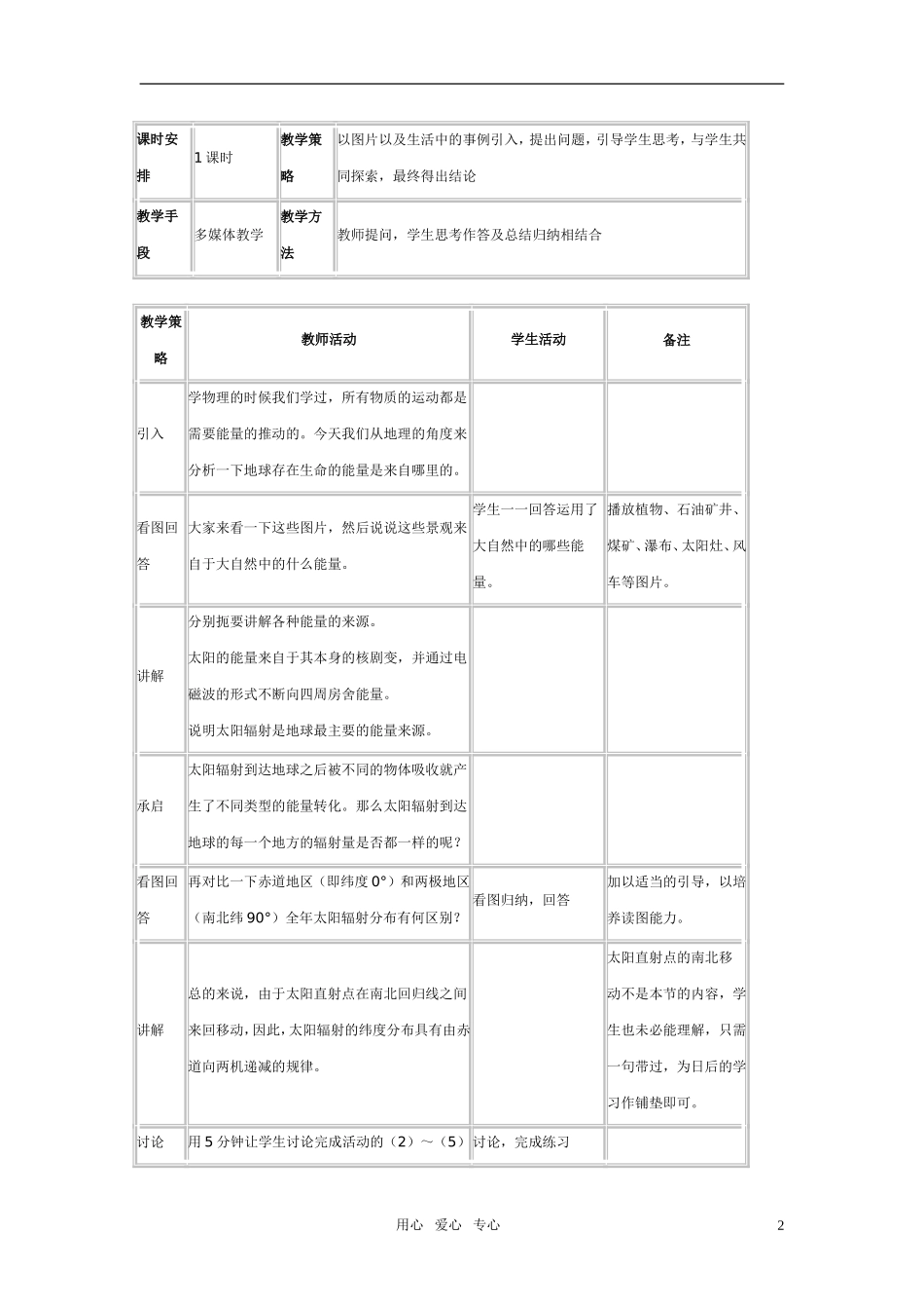 高中地理《太阳对地球的影响》教案3 人教版必修1_第2页