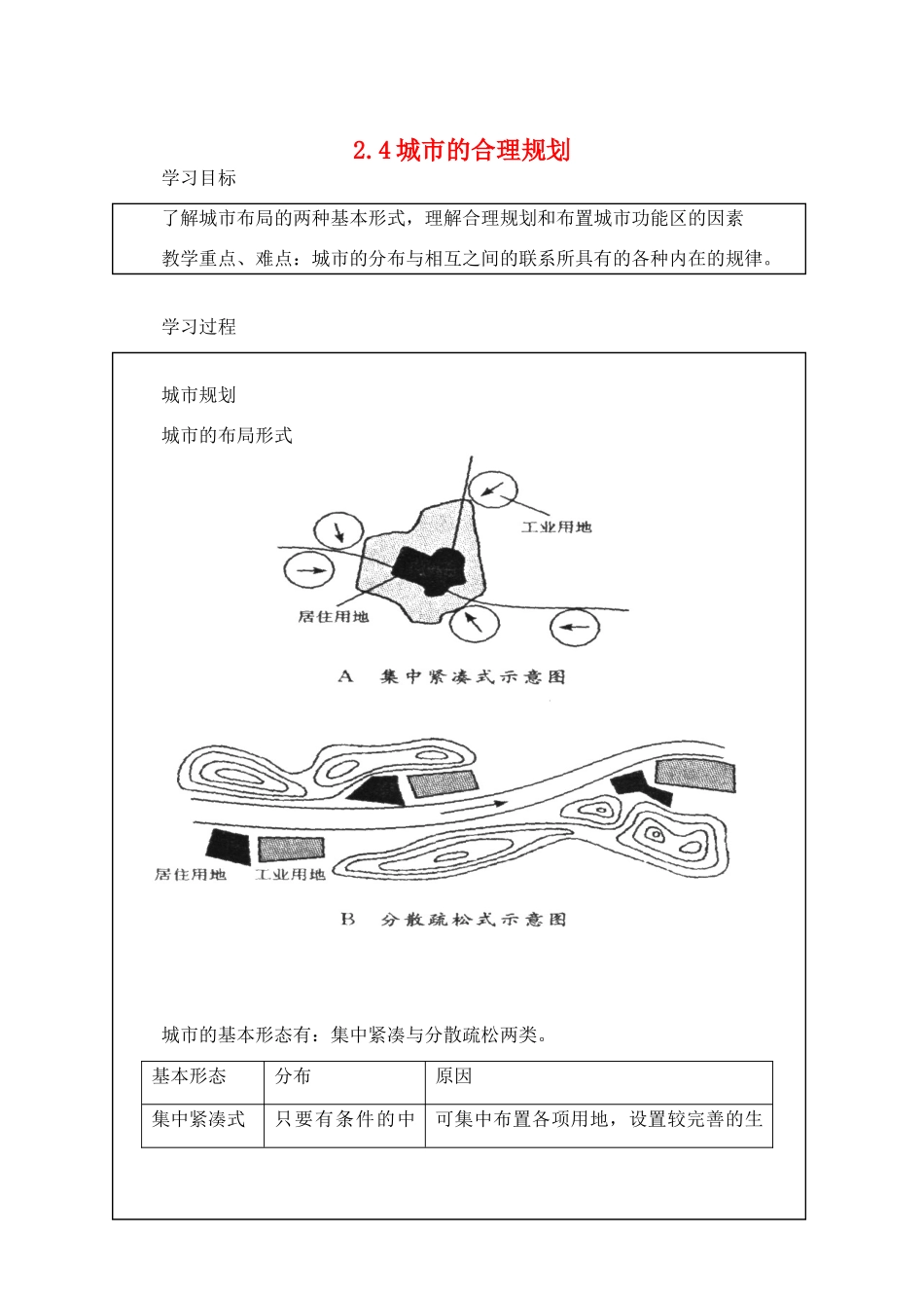 高中地理2.4《城市的合理规划》学案（1）（旧人教版选修1）_第1页
