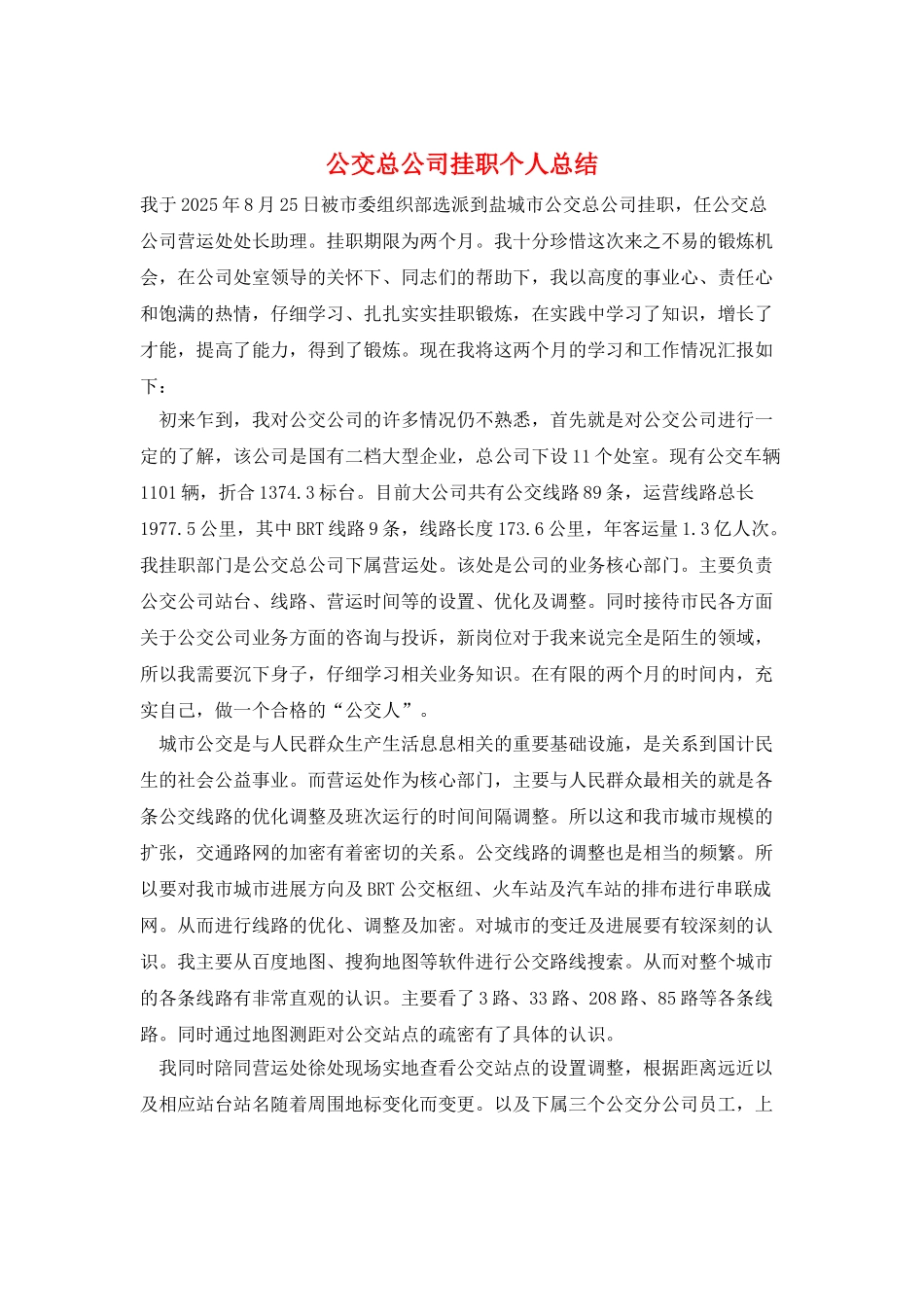 公交总公司挂职个人总结_第1页