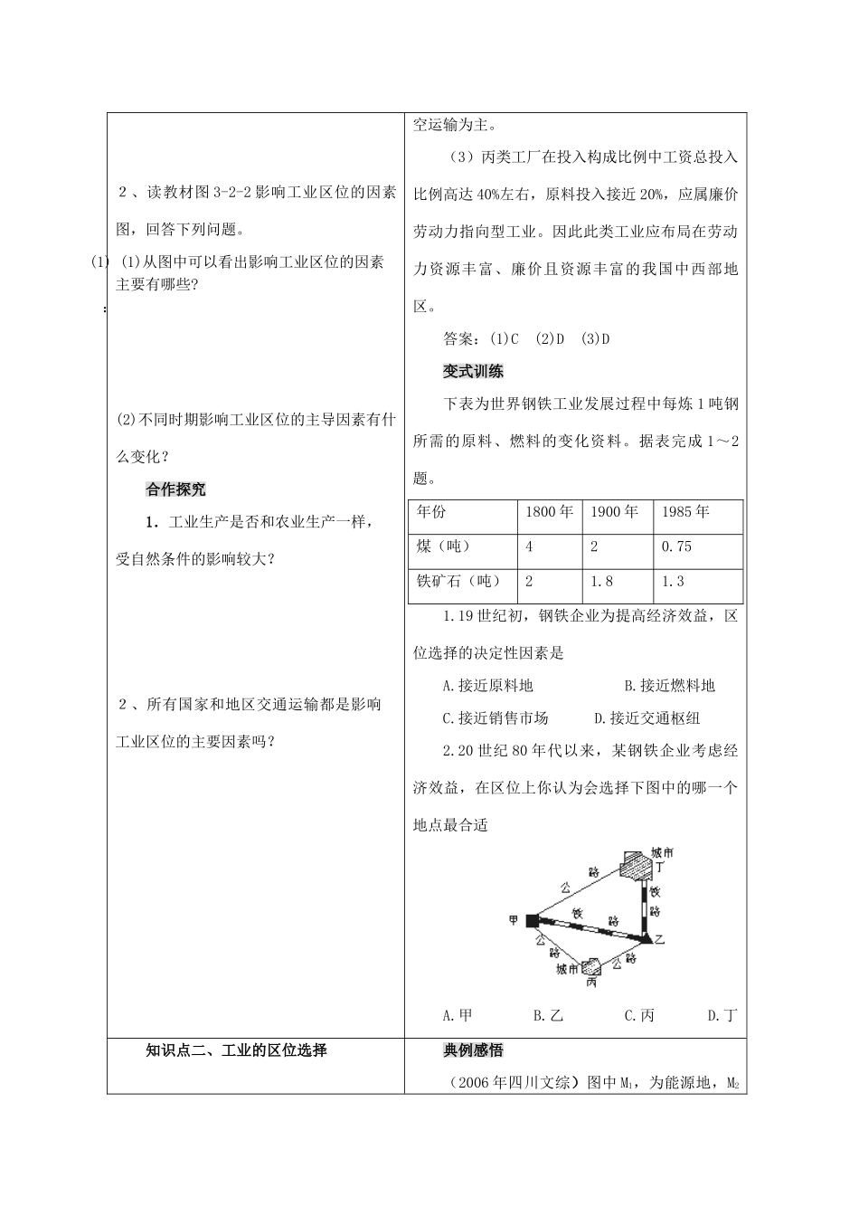 高中地理3.2.1工业生产与地理环境导学案鲁教版必修二_第2页