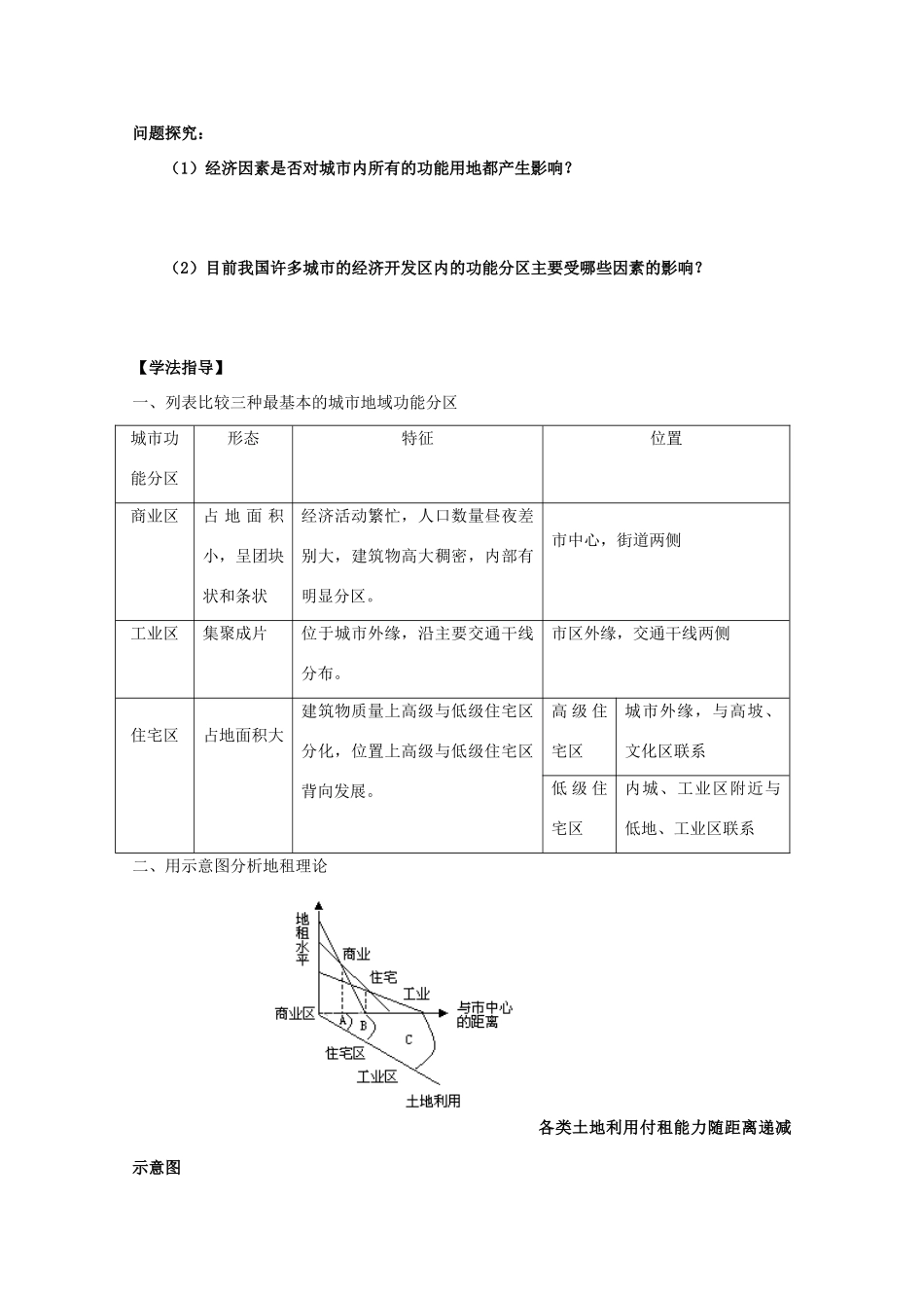 高中地理：2.3《城市空间结构》学案鲁教版必修2_第2页