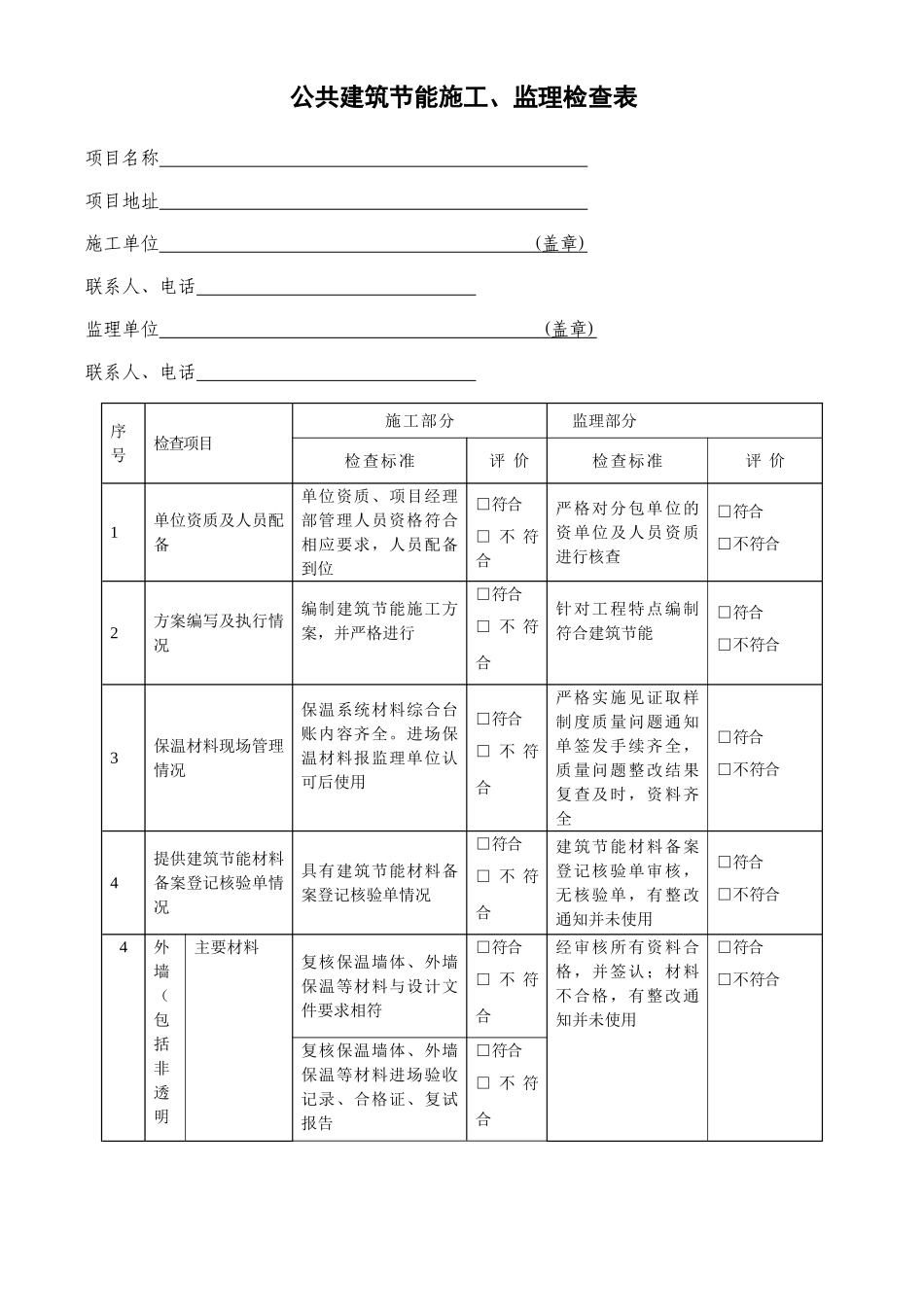 公共建筑节能施工监理检查表_第1页