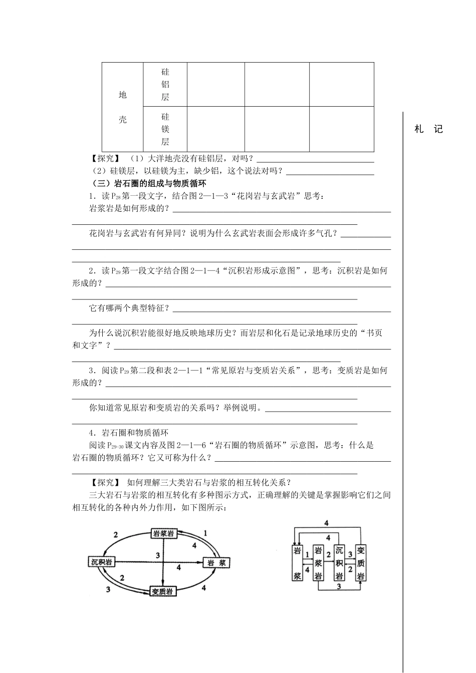 高中地理《岩石圈与地表形态》学案3 鲁教版必修1_第2页