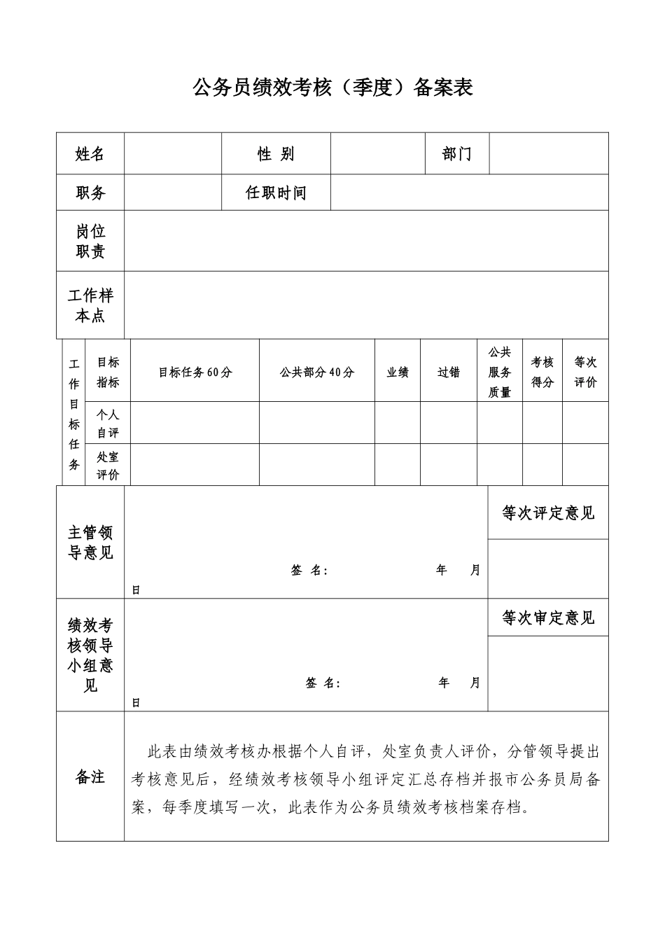 公务员绩效考核表_第1页