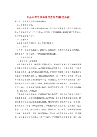 公务用车专项治理自查报告