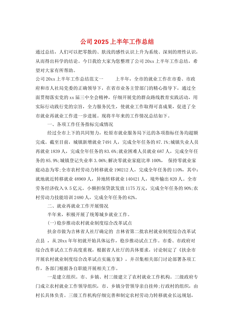 公司2025上半年工作总结_第1页
