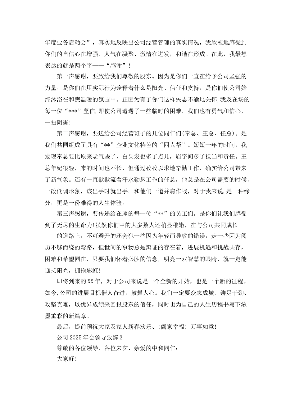 公司2025年会领导致辞_第2页
