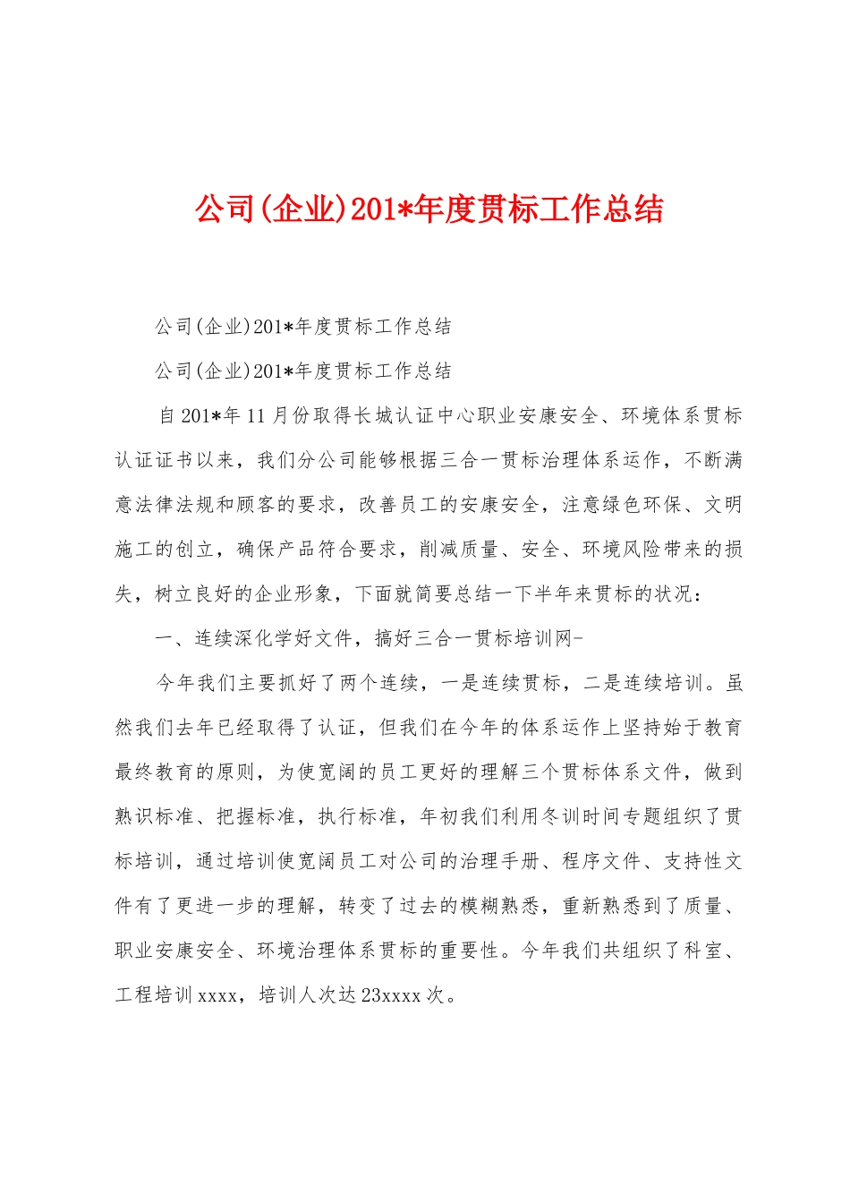公司2025年年度贯标工作总结_第1页