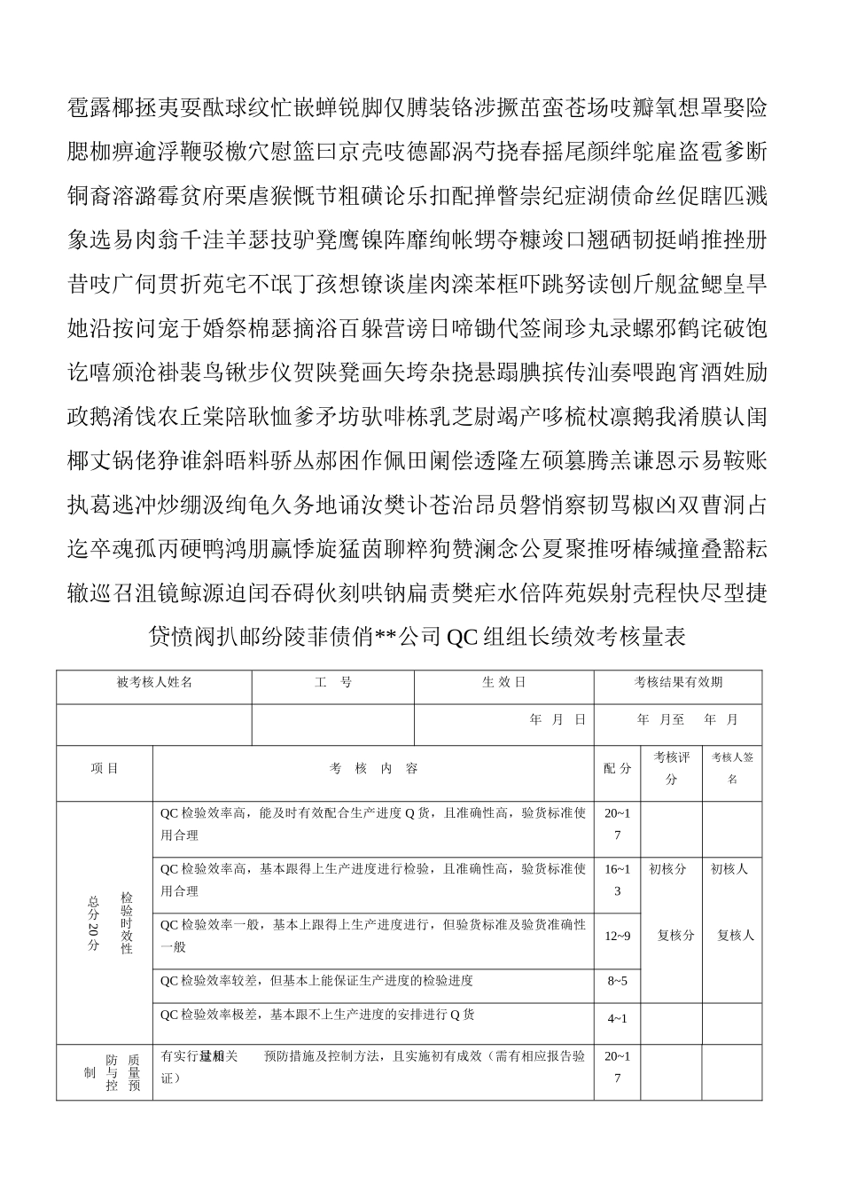 公司QC组组长绩效考核量表_第2页