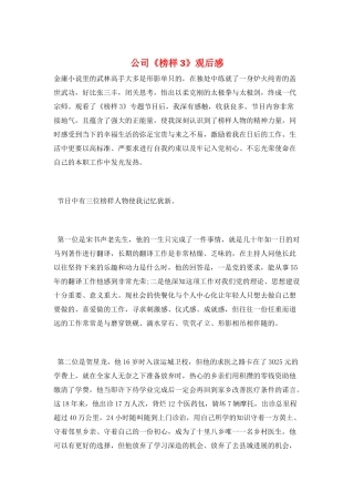 公司《榜样3》观后感