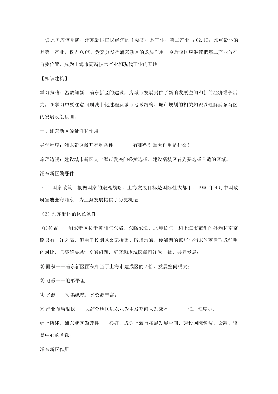 高中地理：12.2《浦东新区的规划和开发》学案（1）（旧人教版选修2）_第2页