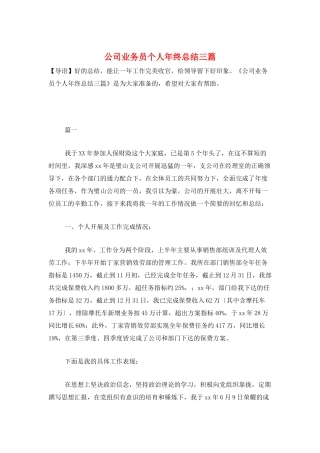 公司业务员个人年终总结三篇