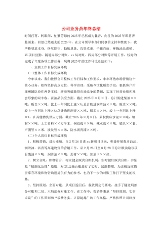 公司业务员年终总结