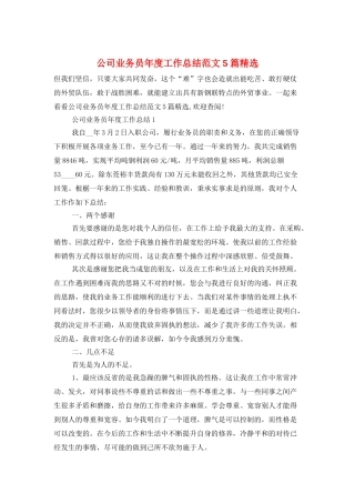 公司业务员年度工作总结范文5篇精选