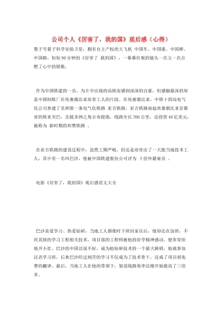 公司个人《厉害了-我的国》观后感