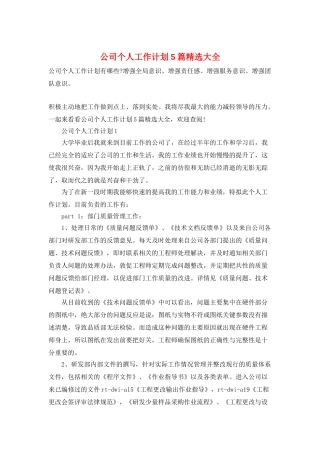 公司个人工作计划5篇精选大全