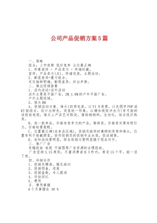 公司产品促销方案篇