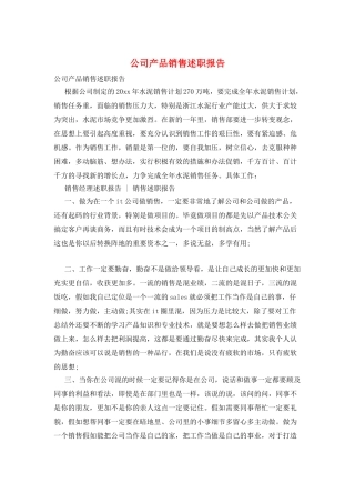公司产品销售述职报告