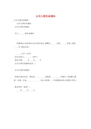公司人事任命通知