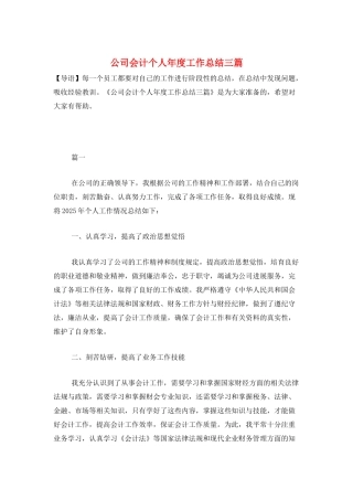 公司会计个人年度工作总结三篇