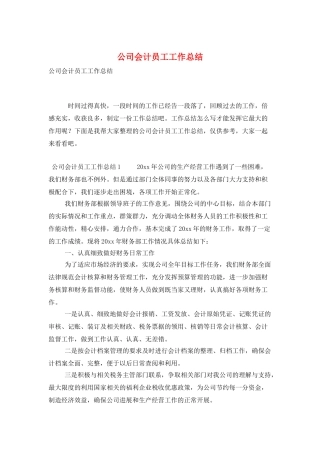 公司会计员工工作总结