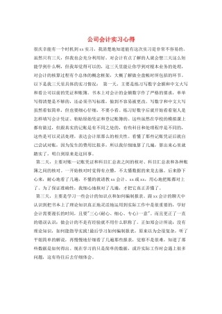 公司会计实习心得