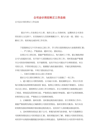 公司会计岗位转正工作总结