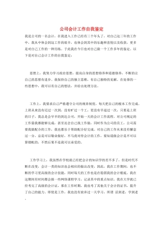公司会计工作自我鉴定