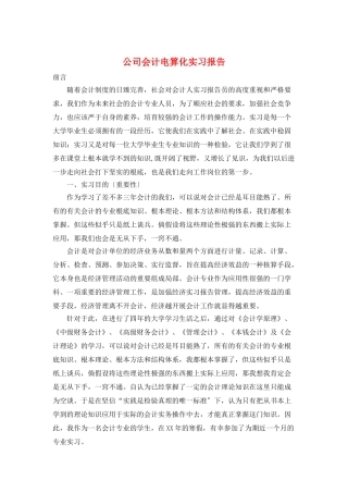 公司会计电算化实习报告