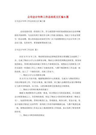 公司会计年终工作总结范文汇编5篇