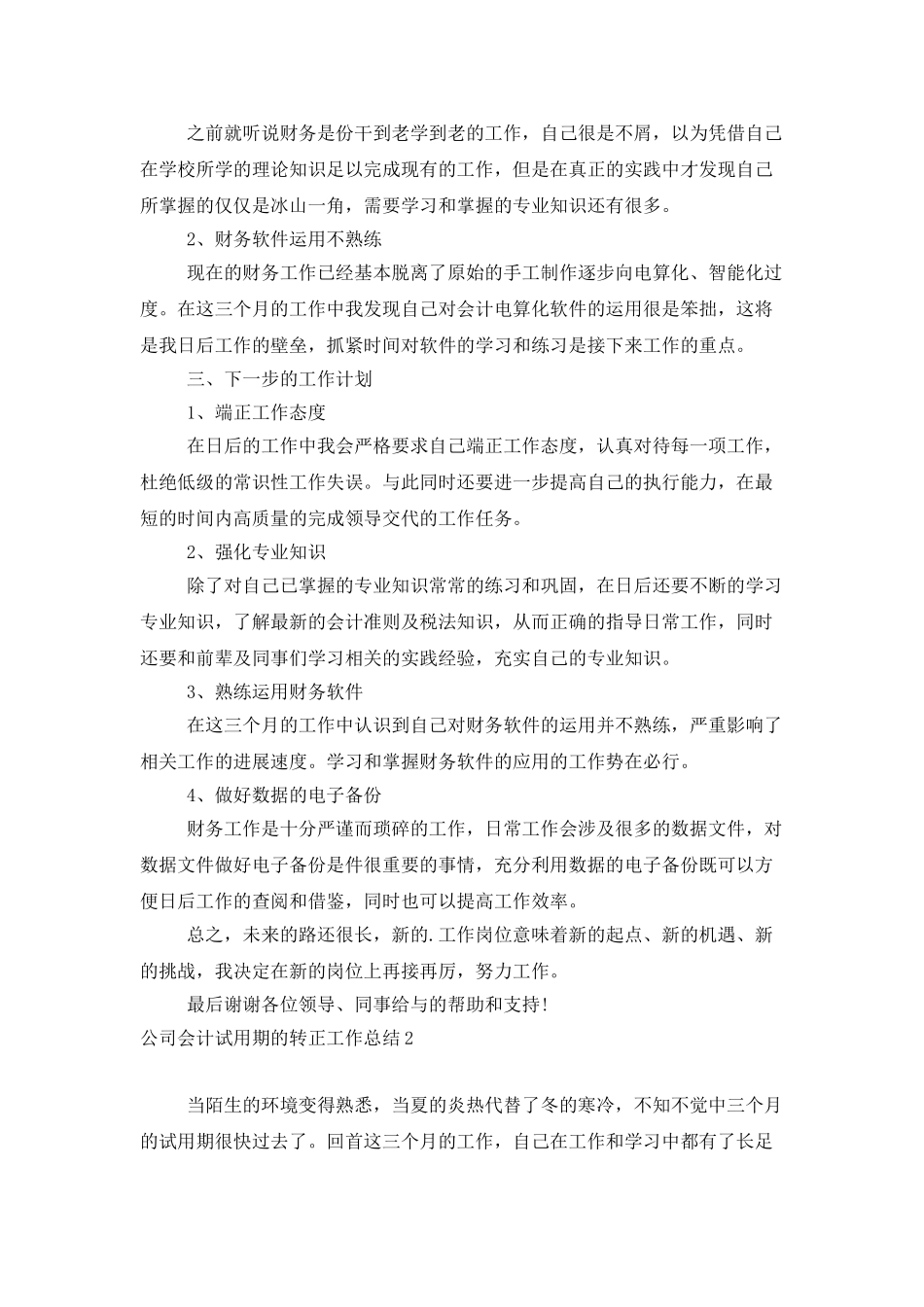 公司会计试用期的转正工作总结_第2页