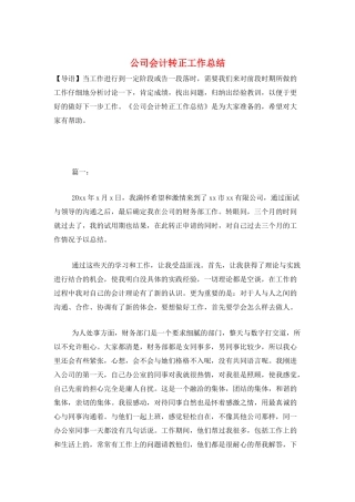 公司会计转正工作总结