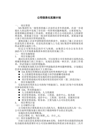 公司信息化实施计划