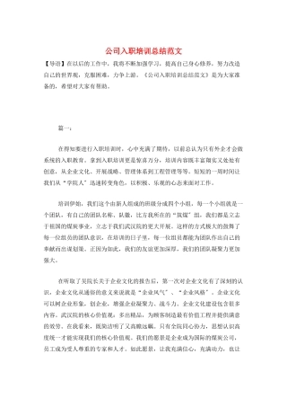 公司入职培训总结范文