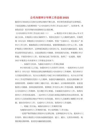 公司内部审计年终工作总结2025