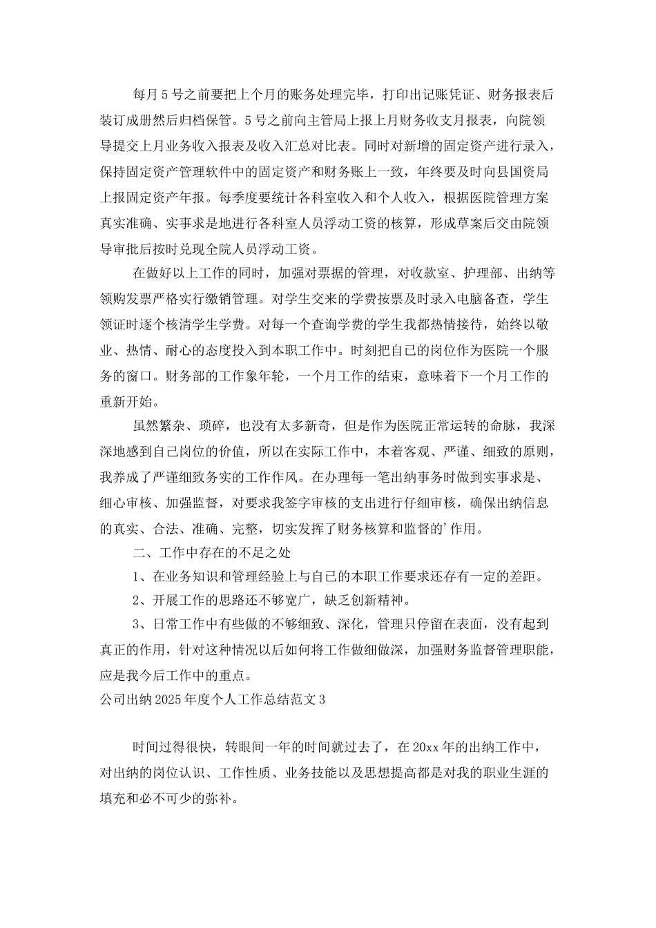 公司出纳2025年度个人工作总结范文_第3页