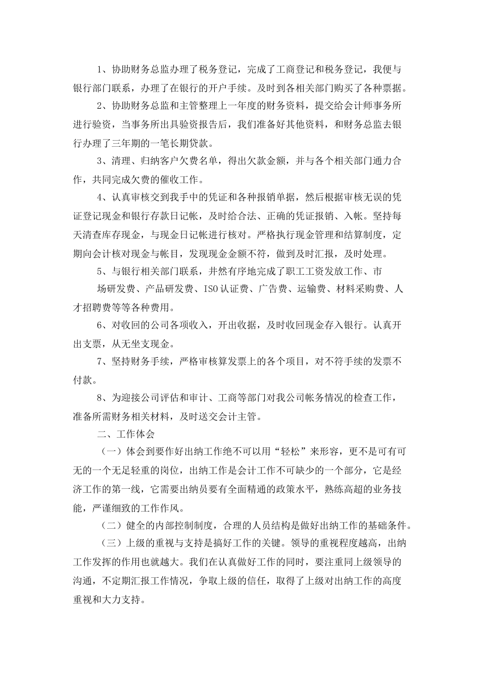 公司出纳年终工作总结模板集合九篇_第2页