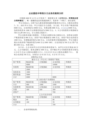 公司分立重组案例分析