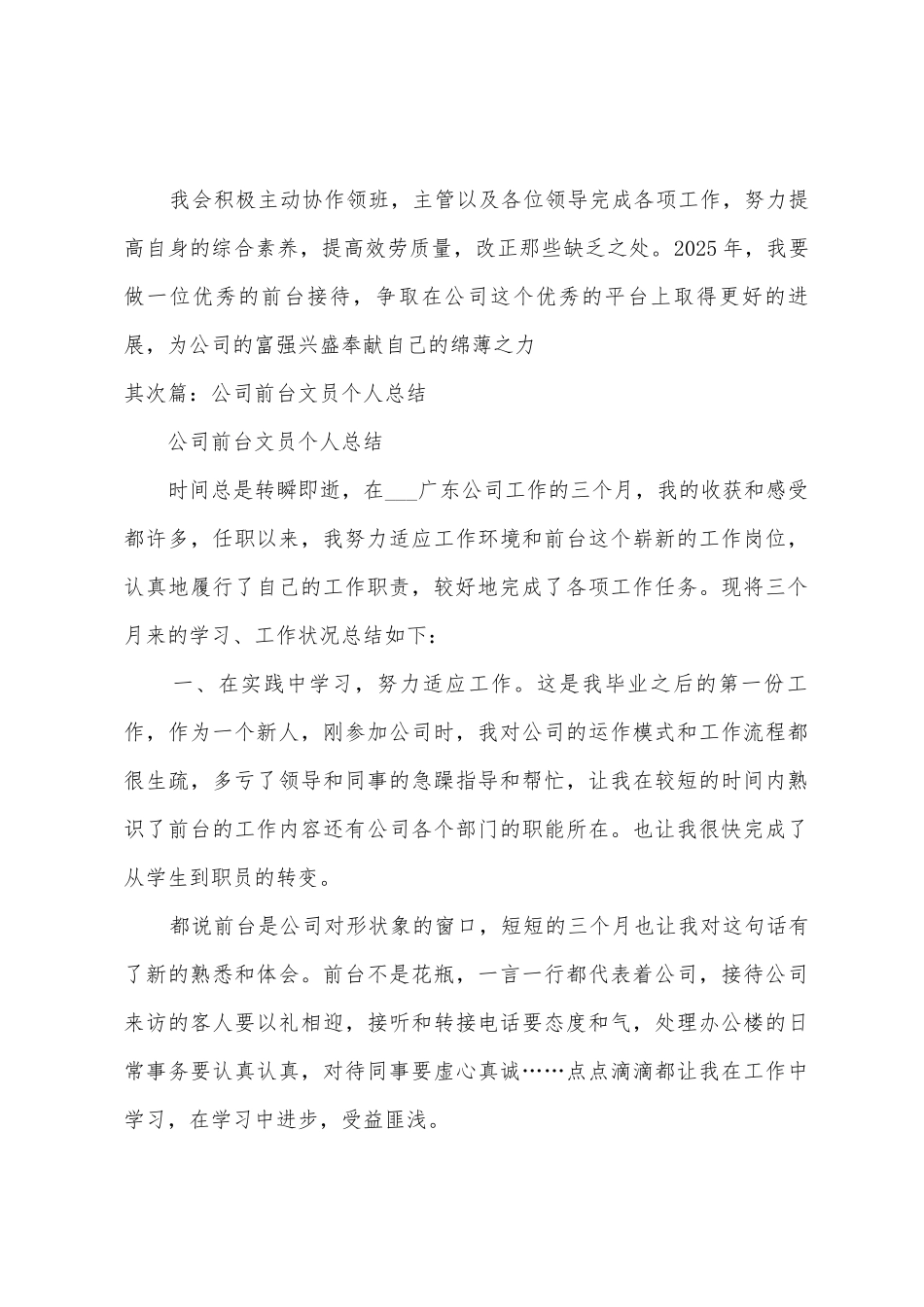 公司前台个人年底总结_第3页