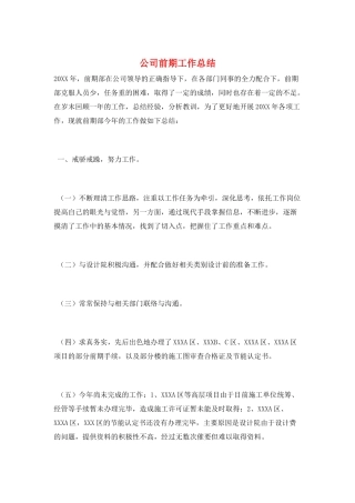 公司前期工作总结