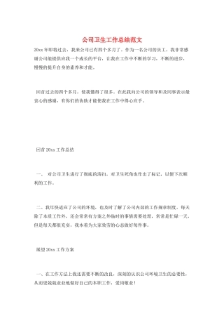 公司卫生工作总结范文